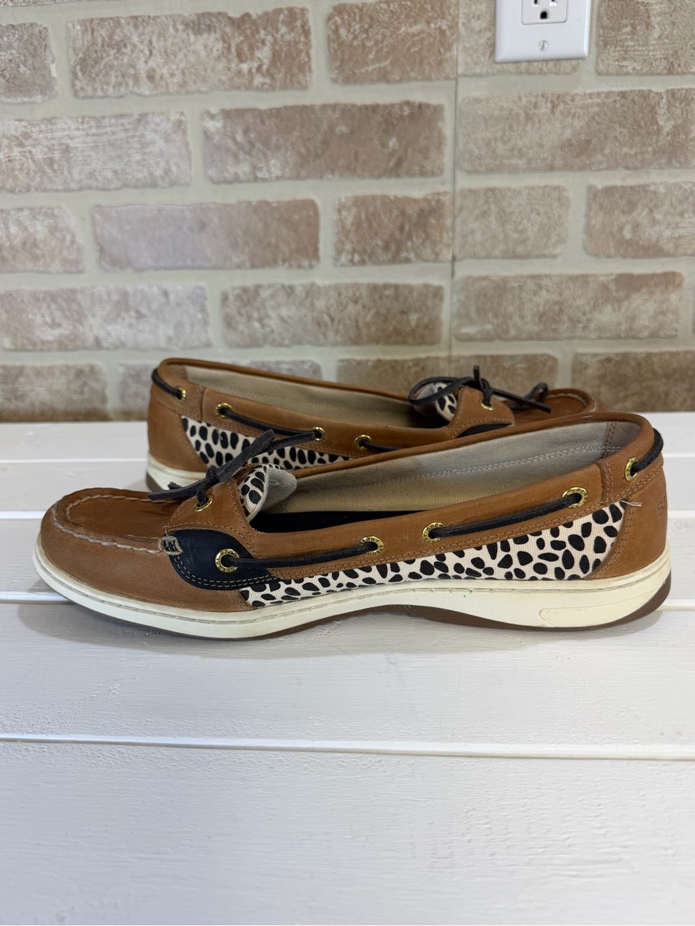 Sperry Authentic Original Leather Boat Shoes Cheetah Print Memory Foam Womens 11 - Picture 5 of 10